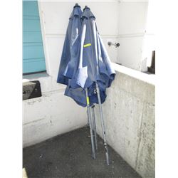 3 Blue Patio Umbrellas