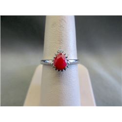 Sterling Silver Ruby & Diamond Solitaire Ring