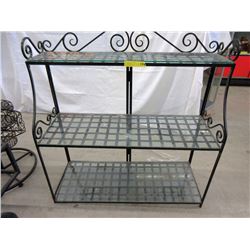 Metal Shelving Unit with Glass Shelves