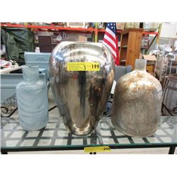 1 Metal & 2 Glass Display Vases