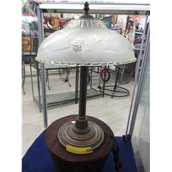 20" Tall Metal Table Lamp with Glass Shade