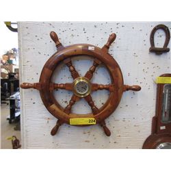 Wood Ship's Wheel Clock - 18" Diameter