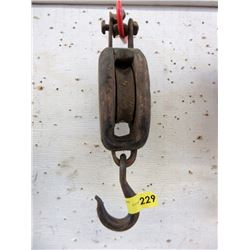 Vintage Wood & Metal Pulley