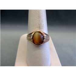 Mans 10KT Yellow Gold Tiger Eye Ring