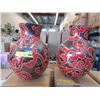 Image 1 : 4 New Oversize Red & Metallic Glazed Vases