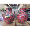 Image 1 : 4 New Oversize Red & Metallic Glazed Vases