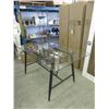 Image 1 : Metal Framed Dining Table with Tempered Glass Top