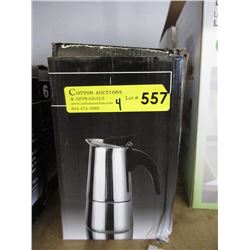 4 New Stainless Steel 6 Cup Espresso Makers