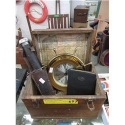 Seth Thomas Brass Clock, Vintage Wood Box & More