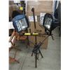 Image 1 : Halogen Work Lights on Metal Tripod Stand