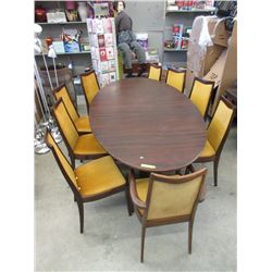 Mid Century Teak Dining Table with 9 Chairs