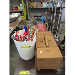 Container Full of Assorted Size Knitting Needles