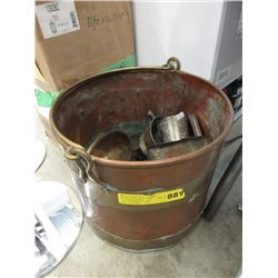 Large Copper Pail with Metal Decorations