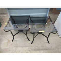 2 Metal Framed Glass Top End Table