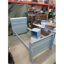 Twin Size Wood Bed & Small Cabinet