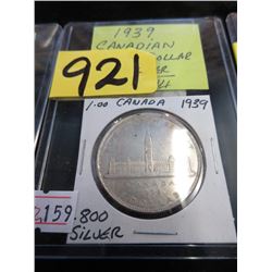 1939 Canadian Silver Dollar Coin