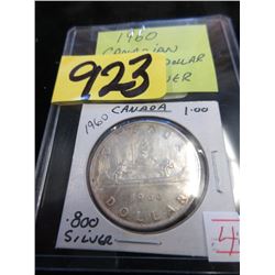 1960 Canadian Silver Dollar Coin - .800 Silver