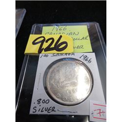 1966 Canadian Silver Dollar Coin - .800 Silver