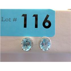 New Sky Blue Topaz & Diamond Earrings