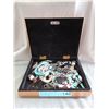Image 2 : Large Hand Painted Jewelry Box & Contents