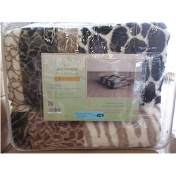 New Queen Size Animal Block Print Sherpa Blanket