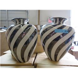 2 New Black & White Ceramic Vases