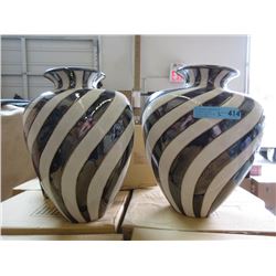 2 New Black & White Ceramic Vases