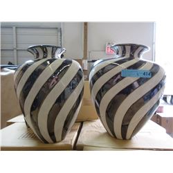 2 New Black & White Ceramic Vases