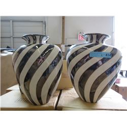 2 New Black & White Ceramic Vases