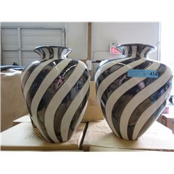 2 New Black & White Ceramic Vases