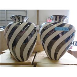 2 New Black & White Ceramic Vases