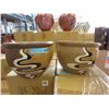 Image 1 : 2 New 3 Piece Brown & Tan Plant Pot Sets