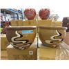 Image 1 : 2 New 3 Piece Brown & Tan Plant Pot Sets