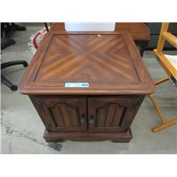 Wood End Table with 2 Doors