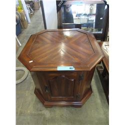 Octagonal Wood End Table with Door
