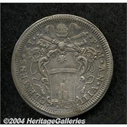 Papal States. Clement XI 1 Testone Year 8 (1708),