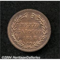 Papal States Gregory XVI 1/2 Baiocco 1844/3R,