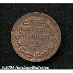 Papal States. Pius IX 1/2 Baiocco 1849R (year 4),