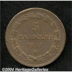 Papal States. Pius IX 5 Baiocchi 1851R,