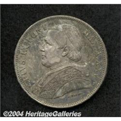 Papal States. Pius IX 5 Lire 1870 (year 25),