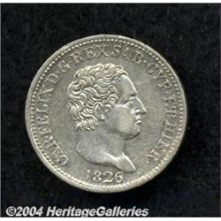 Sardinia. Carlo Felice 50 Centesimi 1826 Torino Mint (Eagle's Head),