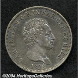 Sardinia. Carlo Felice 5 Lire 1828L Torino Mint,