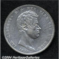 Sardinia. Carlo Alberto 5 Lire 1833P Genoa Mint,