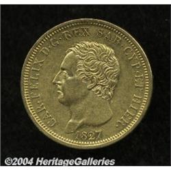 Sardinia. Carlo Felice Gold 80 Lire 1827-L,
