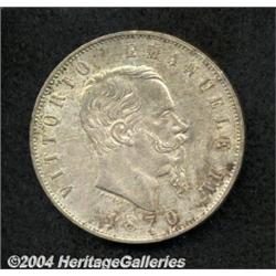 Kingdom. Vittorio Emanuele II 5 Lire 1870M,