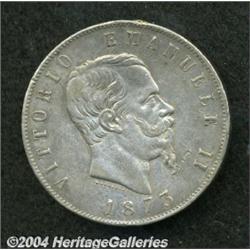 Kingdom. Vittorio Emanuele II 5 Lire 1873R,