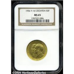 Franz Joseph II gold 50 Francs 1956,