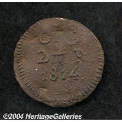 Oaxaca. Copper 2 Reales SUD 1814,