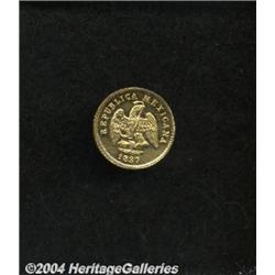 Republic Gold 1 Peso 1887 Mo-M,