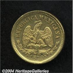 Republic Gold 5 Pesos 1870 Mo-C,